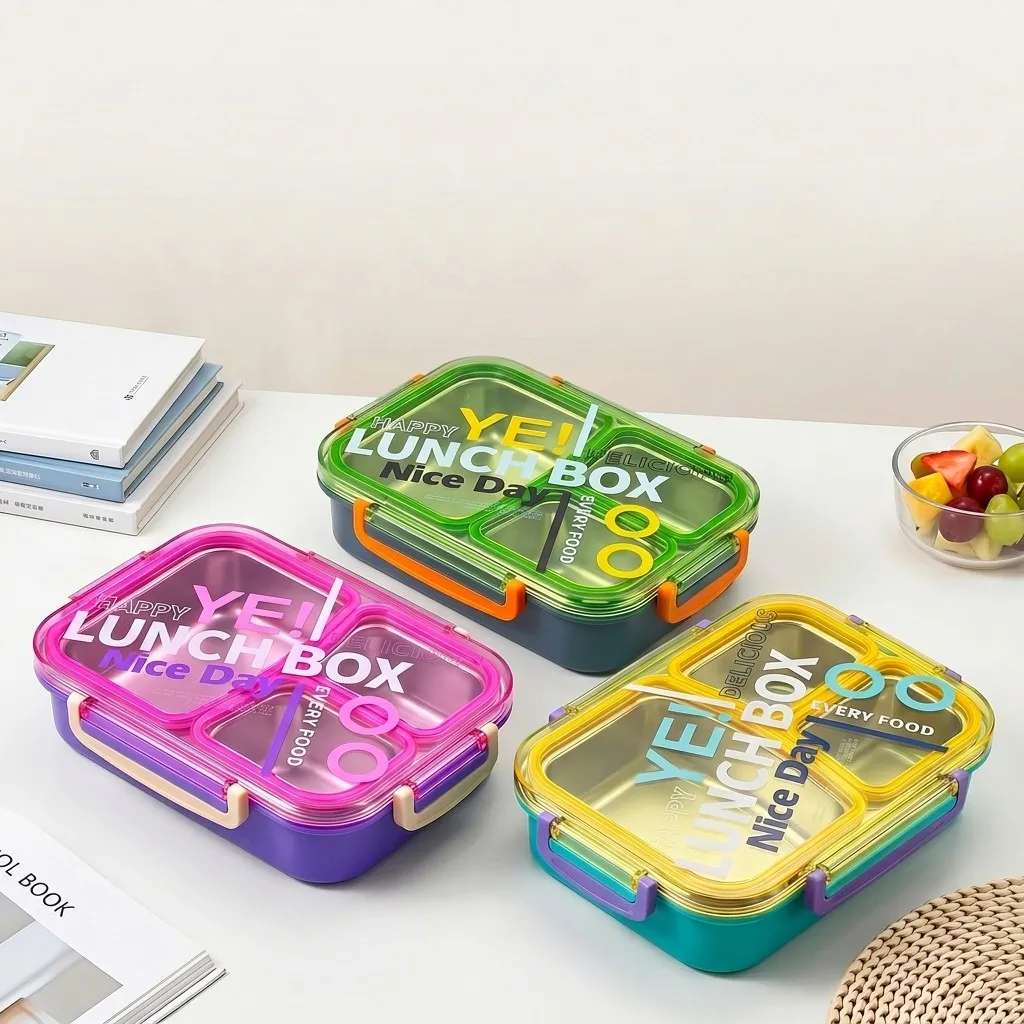 Meal Prep Or Prep Meal - กล่องอาหารกลางวันสแตนเลส 304 สำหรับอุ่นในไมโครเวฟ กล่องแบ่งช่องเก็บอาหาร ป้องกันการรั่วซึม เหมาะสำหรับเตรียมอาหารสำหรับเด็ก