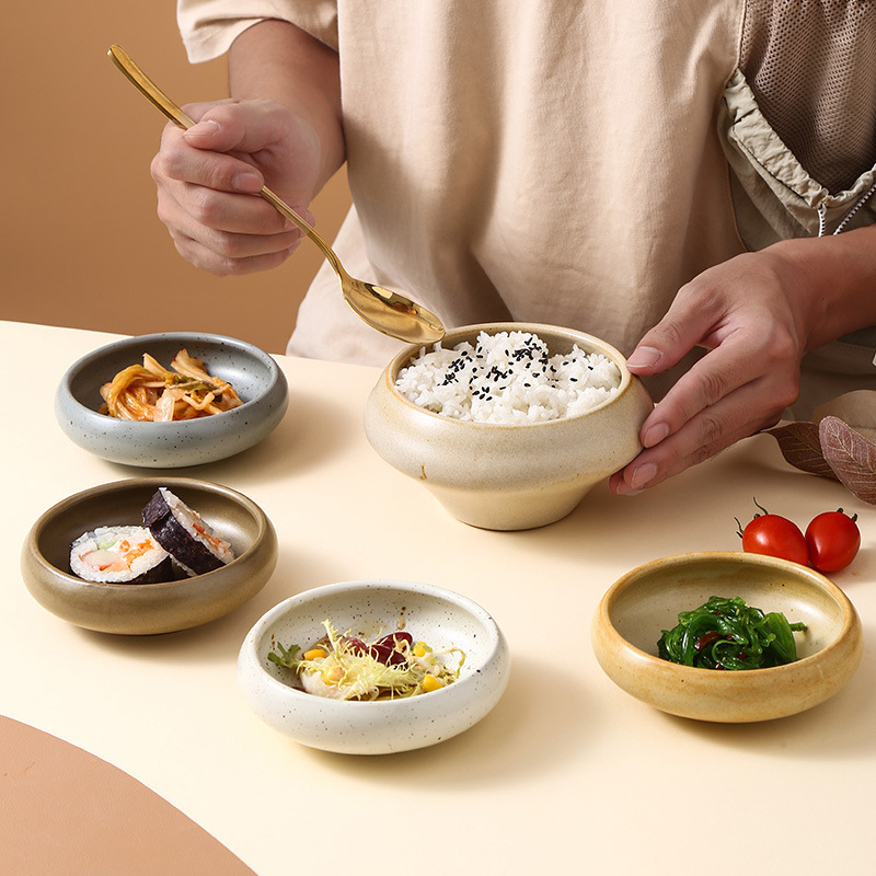 Sauce Dipping Cup - ญี่ปุ่น Retro เซรามิคจานอาหารว่างส่วนบุคคลร้านอาหารบ้านเครื่องปรุงรสจาน Dipping จานชามข้าวเครื่องปั้นดินเผาหยาบชามขนมหวาน