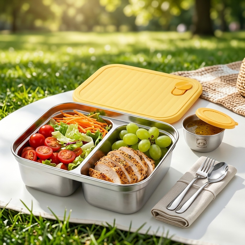 Meal Prep Bowl - กล่องอาหารกลางวันสแตนเลส 304 แบบพกพา ปิดผนึกได้ สำหรับเด็กนักเรียน ใส่ผลไม้