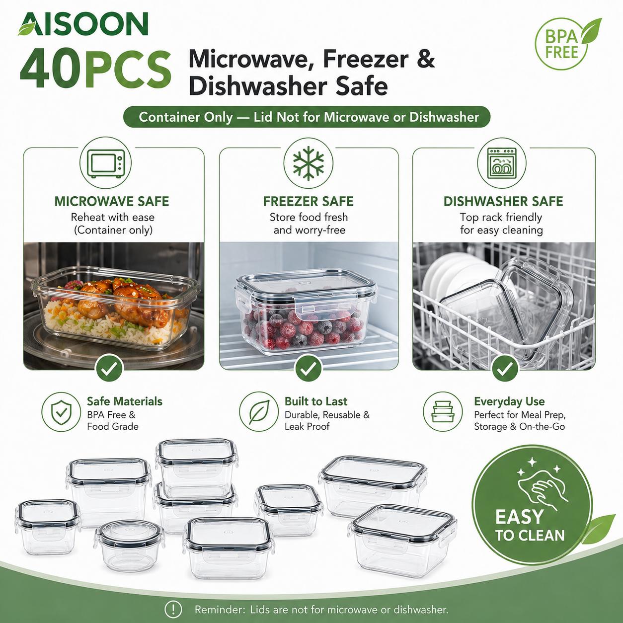 ชุดกล่องเก็บอาหารแบบปิดสนิท 40 - Meal Prep Kitchen บทวิจารณ์และราคา